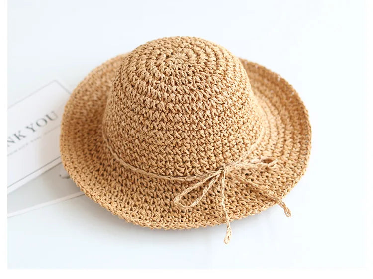Child Summer Straw Hat: Foldable Beach Cap