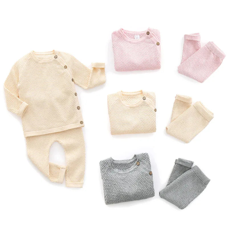 Knitted Pajama Set for Baby - Cozy cotton clothes set