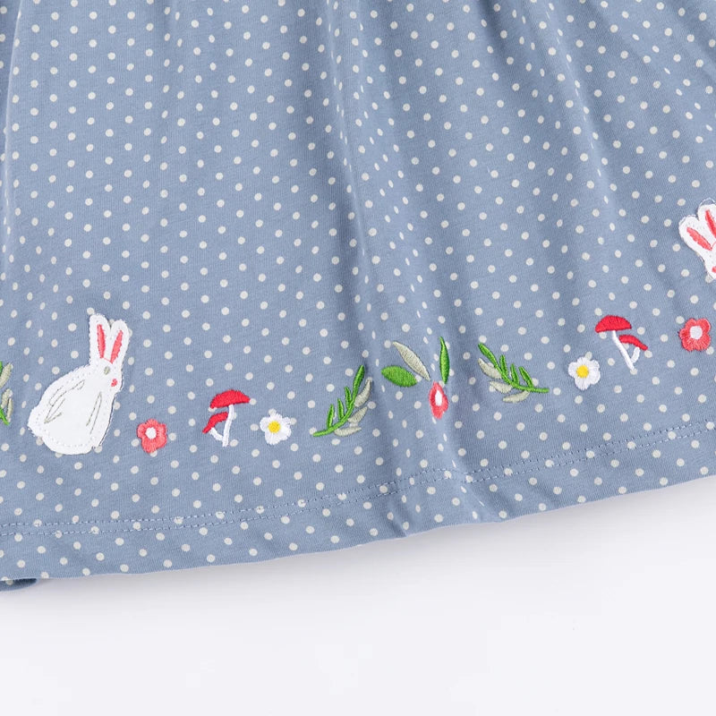 Baby Girls' Cotton Rabbit Applique Clothes: Summer Casual Wear