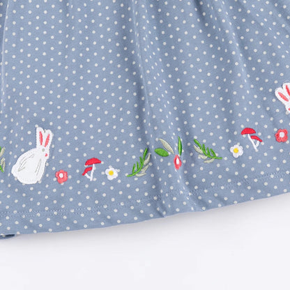 Baby Girls' Cotton Rabbit Applique Clothes: Summer Casual Wear