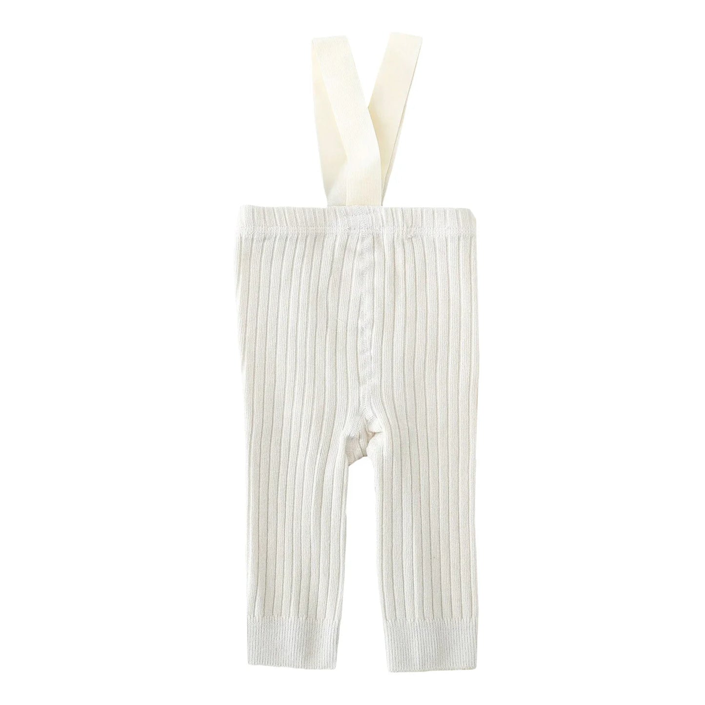 Infant Girl Ribbed Leggings with Suspender - Warm Knit Overalls