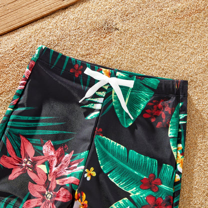 Floral Drawstring Swim Trunks & Halter Top Swimsuit: Perfect for Summer