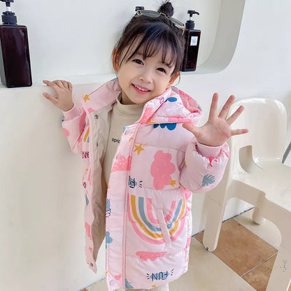 New Kids' Winter Hooded Jacket - Cotton Warm Outerwear (2-7 Years)