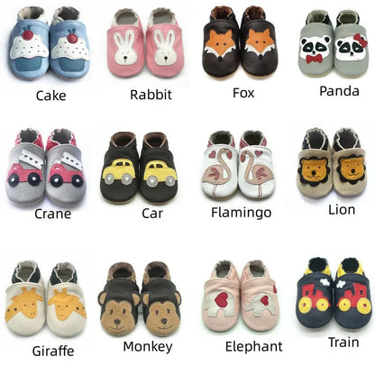 Cow Leather Baby Booties - Soft Soles, Non-Slip Infant Shoes