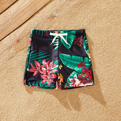 Floral Drawstring Swim Trunks & Halter Top Swimsuit: Perfect for Summer