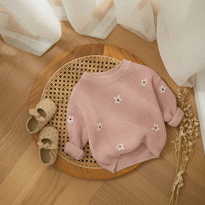 Cute Flower Knit Sweater - Cozy Knitwear for Newborns