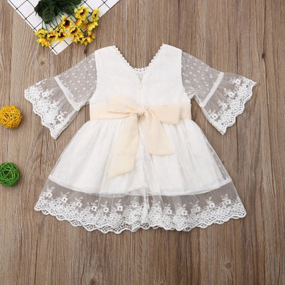 Vintage White Floral Lace Dress