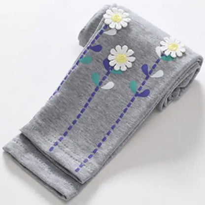 Girls' Spring Leggings - Cartoon Print Skinny Pants