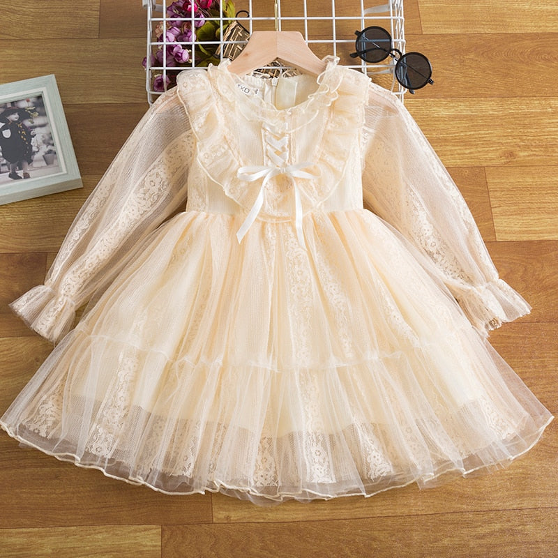 Long Sleeves Sequin Top Glimmering Princess Party Dress