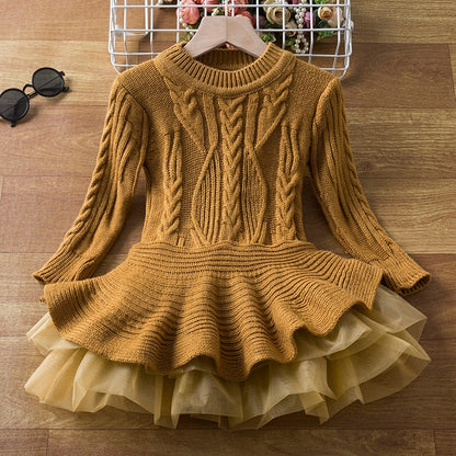 Long Sleeves Sequin Top Glimmering Princess Party Dress