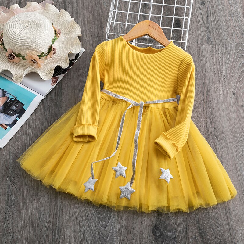 Long Sleeves Sequin Top Glimmering Princess Party Dress