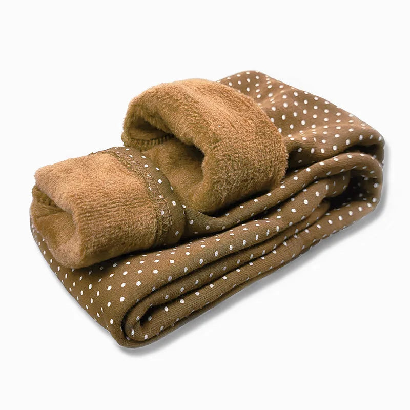 Sweet Velvet Dot Leggings - Autumn/Winter Cotton Stretch Trousers for Girls
