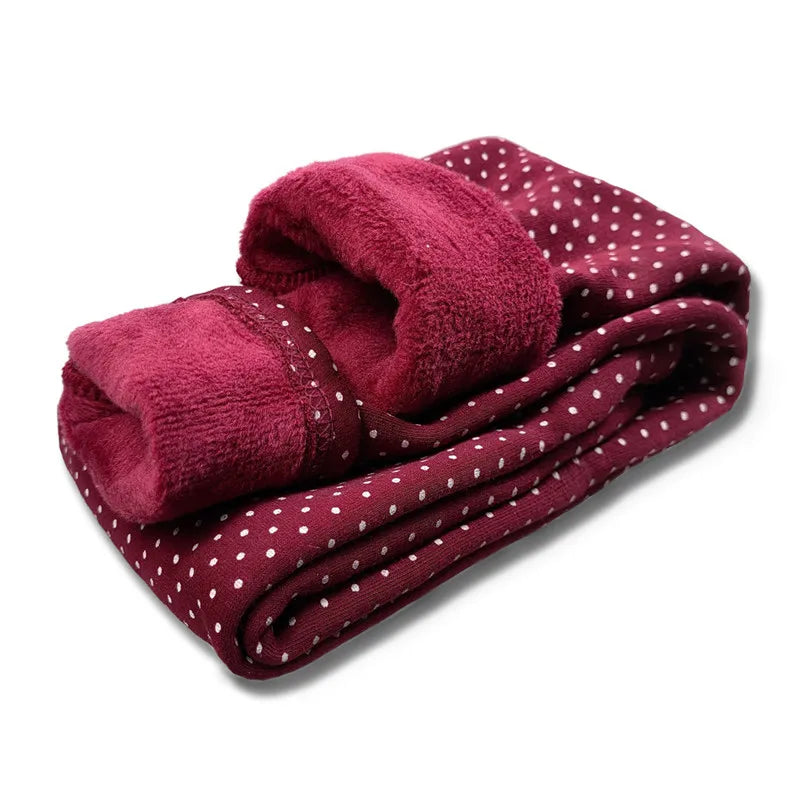 Sweet Velvet Dot Leggings - Autumn/Winter Cotton Stretch Trousers for Girls