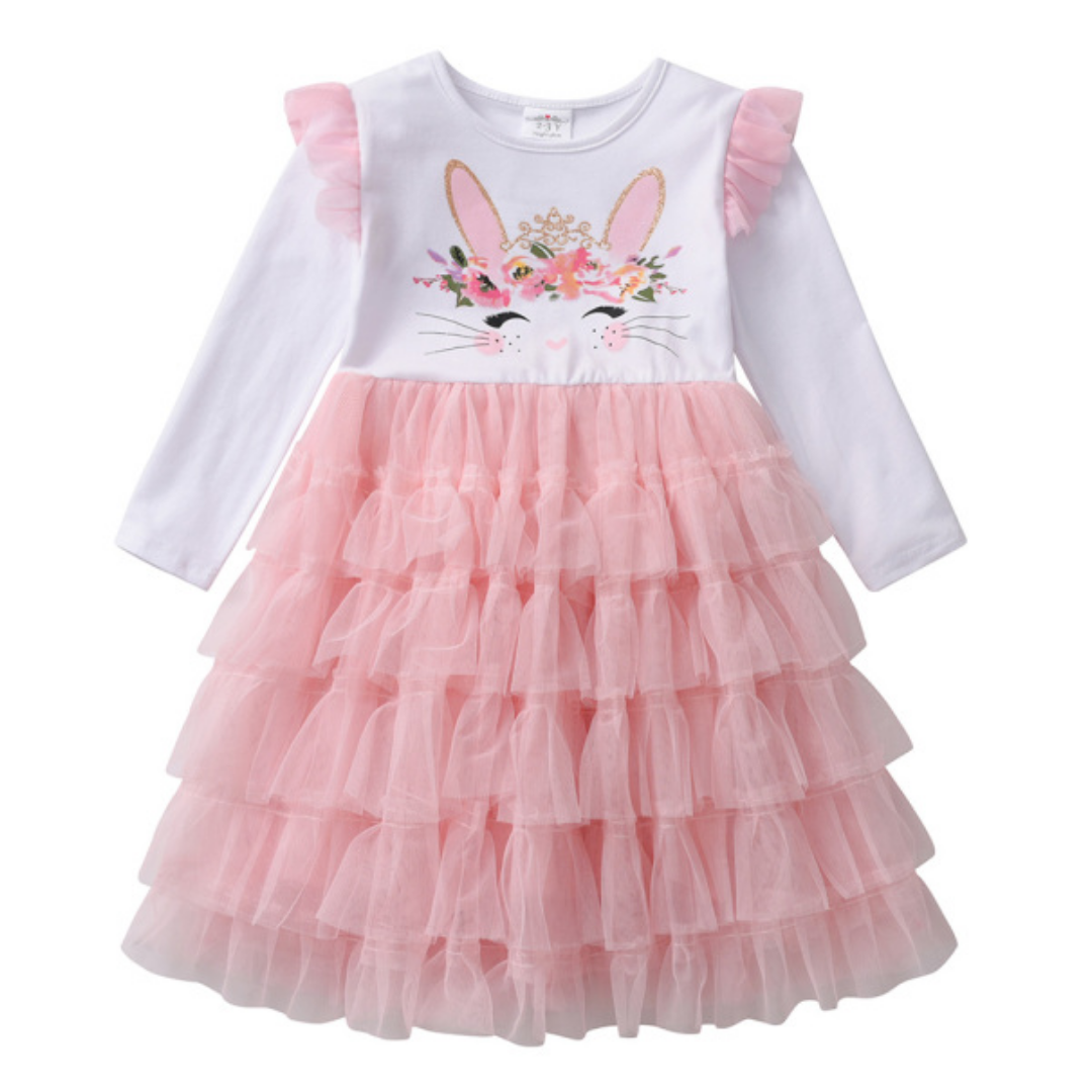Rabbit Print and Ruffle Skirt Dress