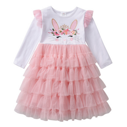 Rabbit Print and Ruffle Skirt Dress