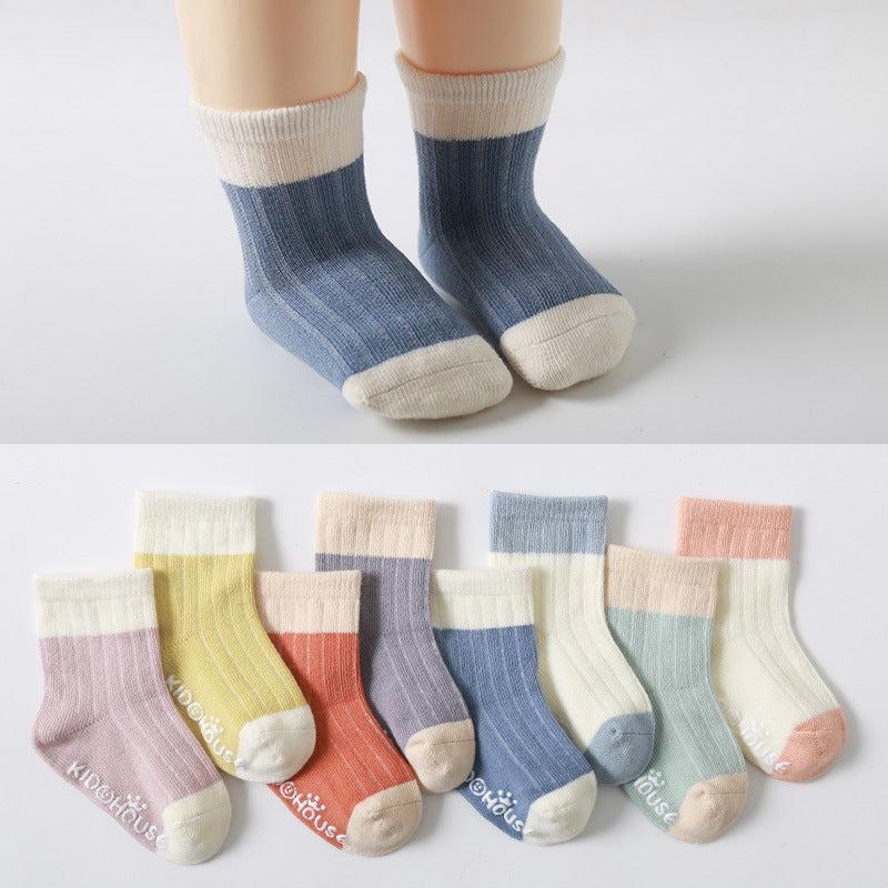 Toddler Unisex House Color Blocking Non-slip Socks