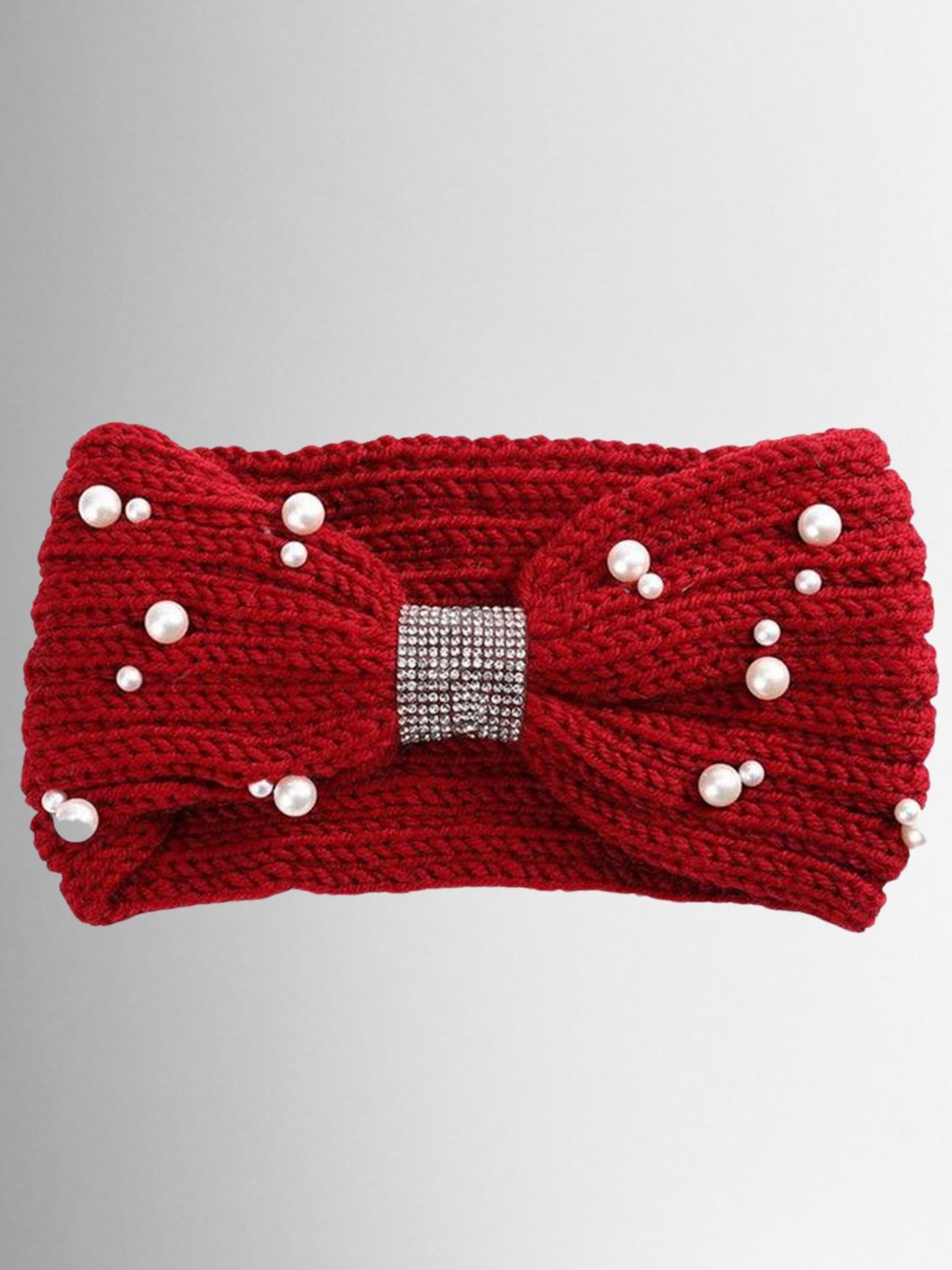 Girls Knitted Pearl and Rhinestone Headband