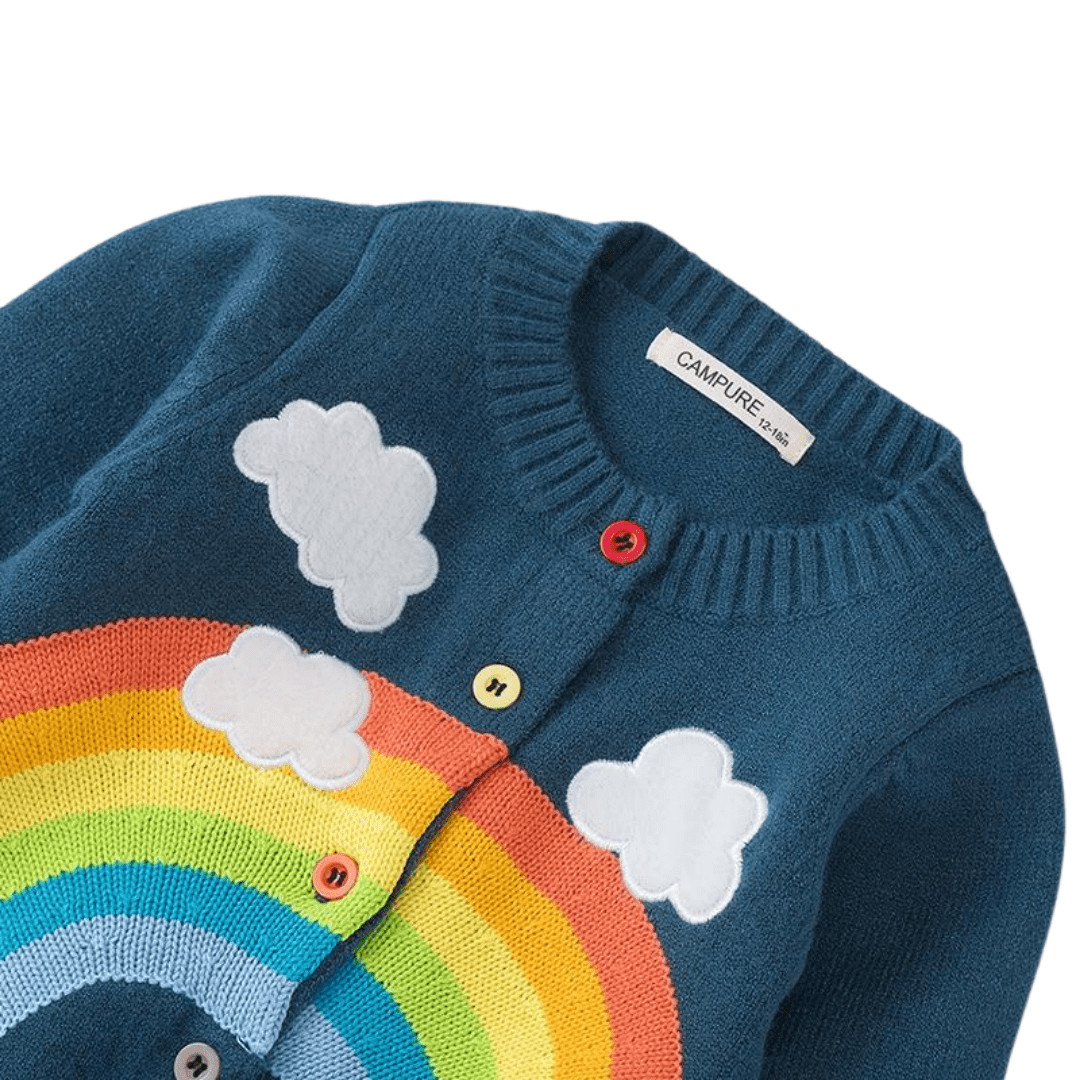 Clouds and Rainbow Print Knitted Cardigan