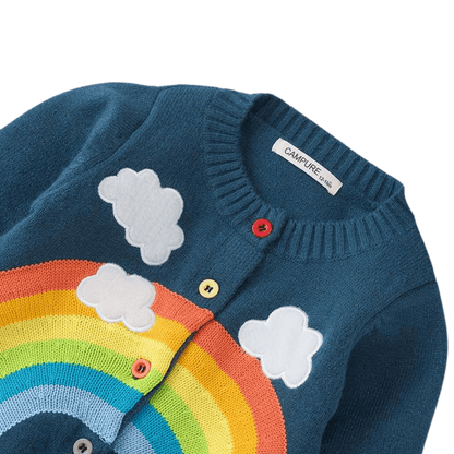Clouds and Rainbow Print Knitted Cardigan