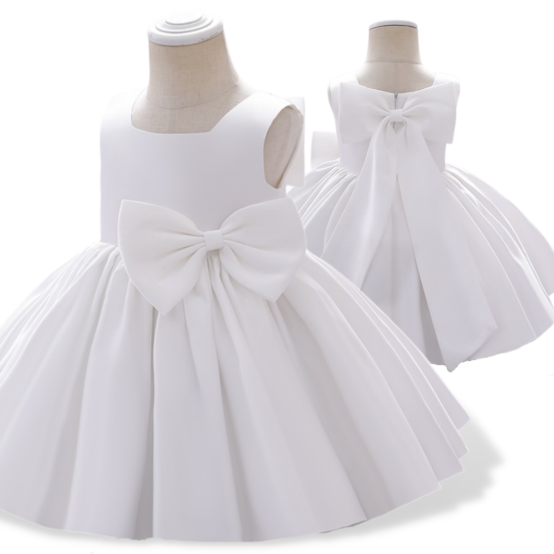 Big Bow Design Silky Baby Girls Sleeveless Party Dress