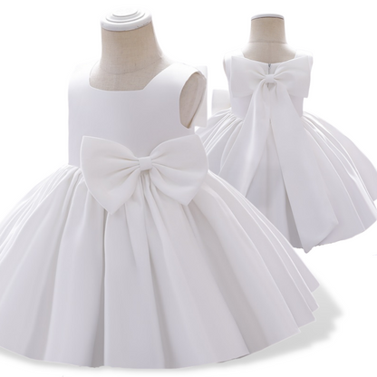 Big Bow Design Silky Baby Girls Sleeveless Party Dress