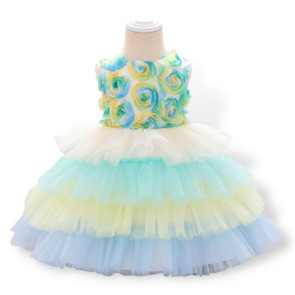 Candy Color Layering Ruffle Mesh Skirt Baby Girl Party Dress