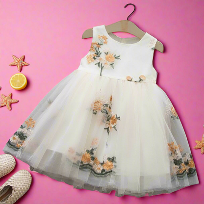 Floral Embroidered Pattern Sleeveless Princess Casual Dress