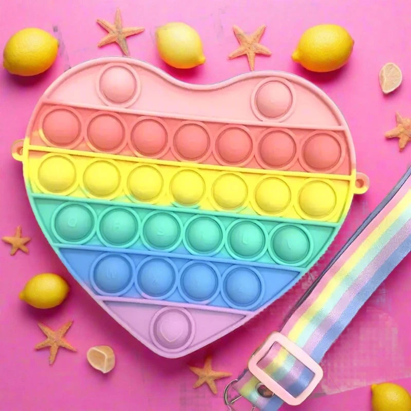 Heart Shape Push Pop Shoulder Bag - Pop it Fidget Toys