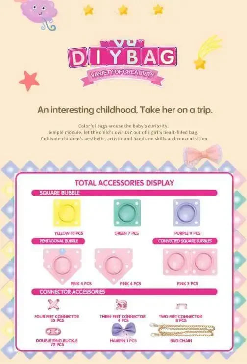DIY Pop It Bag DIY Bubble Bag 36 Pieces Silicone Colourful Bubbles