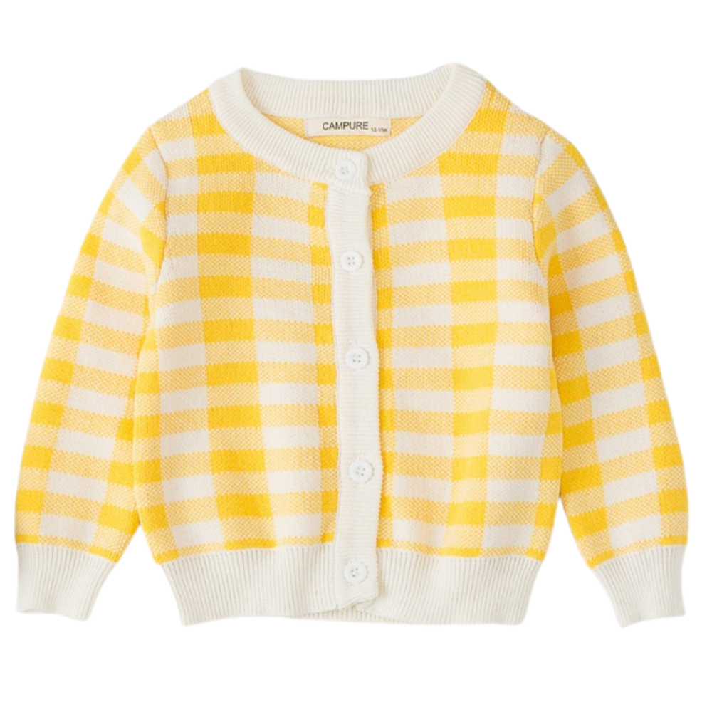 Plaid Design Knitted Cardigan