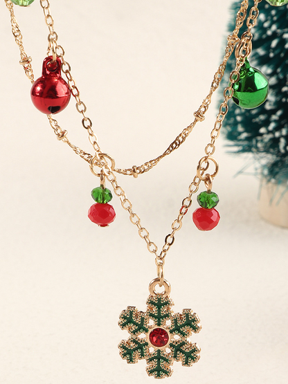 Snowflake and Ornaments Layered Necklace