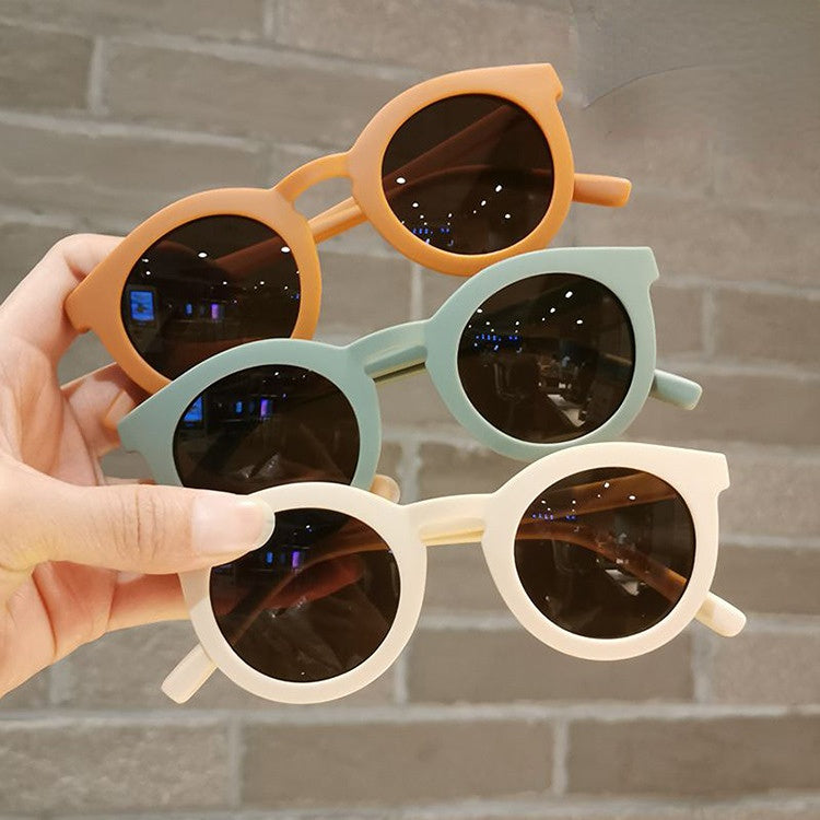 Wholesale Cream Color Kids Versatile Round Frame PC Sunglasses
