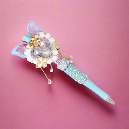 Beaded Pen Pearl Rhinestone Butterfly Lace Pen Handmade