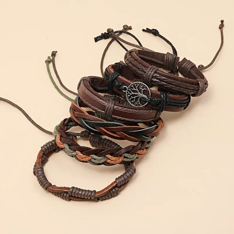 Vintage Adjustable Multilayer Leather Braided Bracelets
