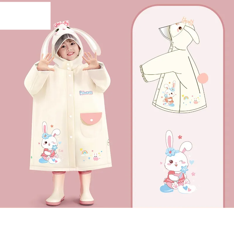 Cartoon Raincoat with Storage Bag