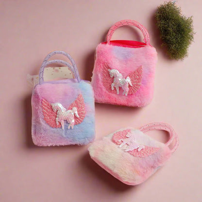 Plush Unicorn Shoulder Purse and Handbag