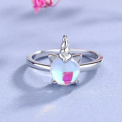 Adjustable Unicorn Moonstone Ring
