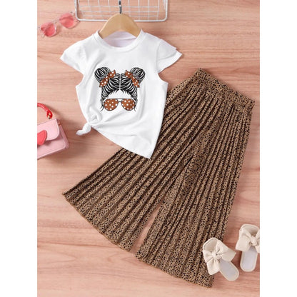 Cartoon Avatar Leg Pants Casual Polyester Two-piece Set