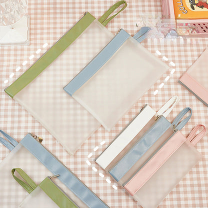 PVC Transparent Portable Zipper A4 File Bag