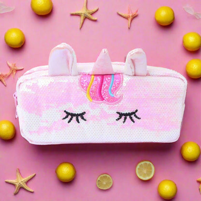 Unicorn Light Pink Sequin Pencil Bag