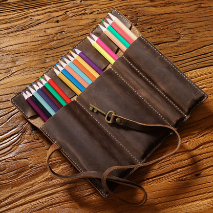 Cowhide Vintage Handmade Multifunctional Pencil Case