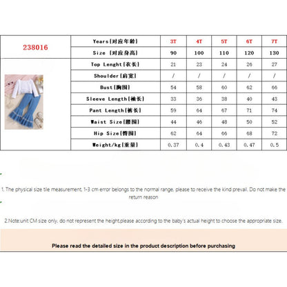 Wholesale Polyester Children's Drawstring Tops Denim Bell Bottoms Two Piece Set