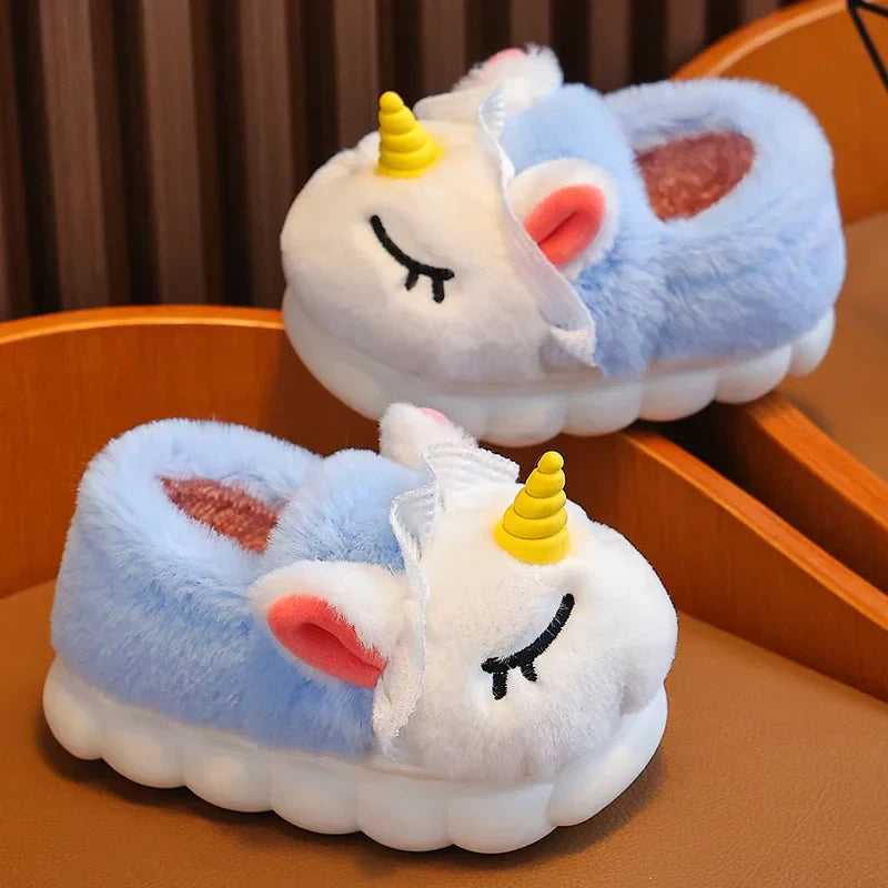 Kids Plush Unicorn Slippers