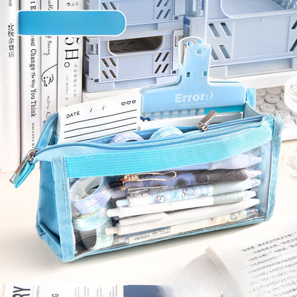 Large Capacity Six-layer Transparent Canvas Pencil Case