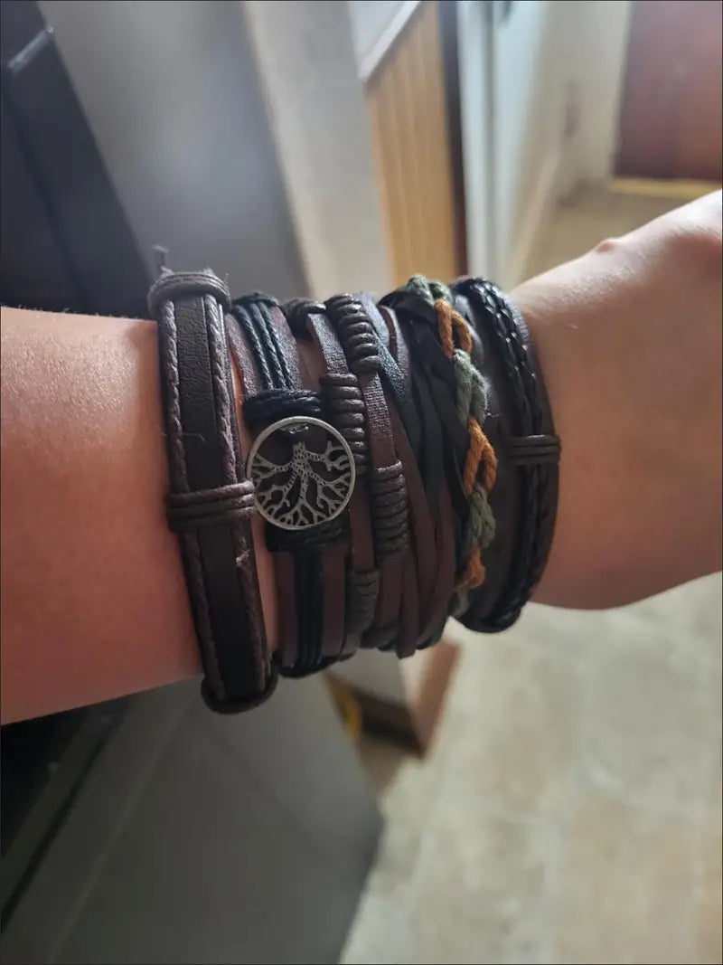 Vintage Adjustable Multilayer Leather Braided Bracelets