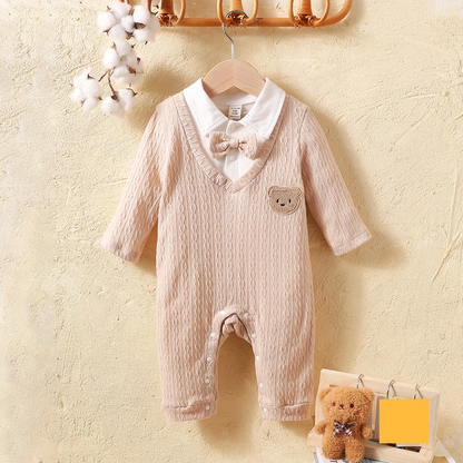 Fashionable & Warm Polo Neck Romper for Baby