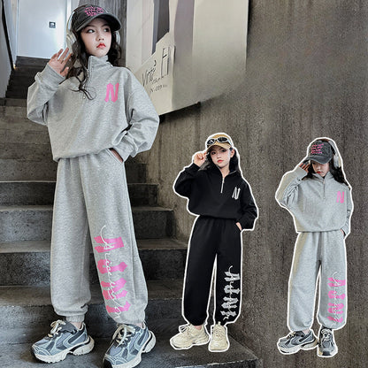 Wholesale Cotton Children's Loose Fitting Hoodie Two-piece Set