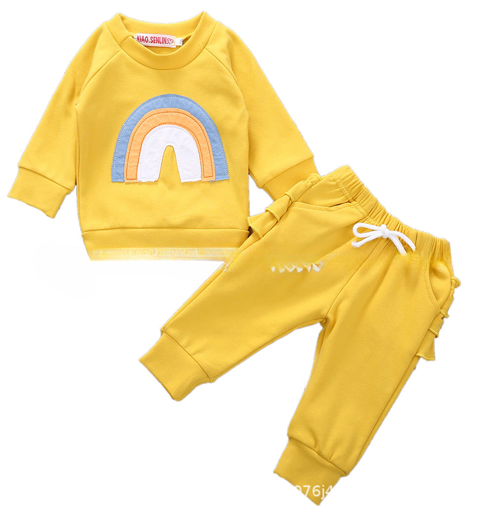 Wholesale Kids Cotton Colorful Long Sleeve Trousers Set Baby Clothes