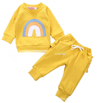 Wholesale Kids Cotton Colorful Long Sleeve Trousers Set Baby Clothes