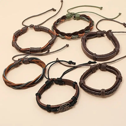 Vintage Adjustable Multilayer Leather Braided Bracelets